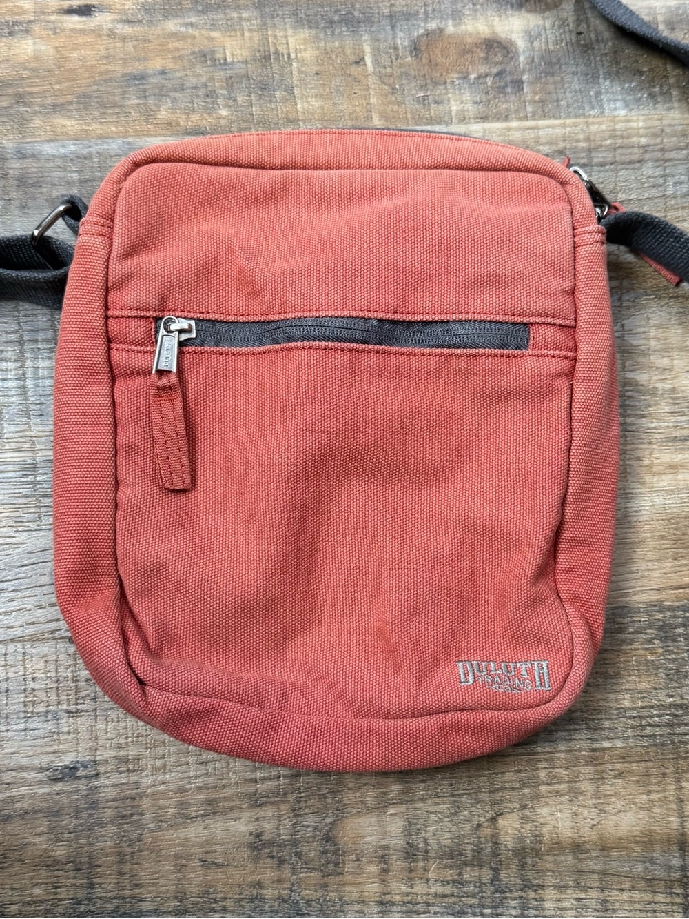 Duluth Trading Co Canvas Crossbody Bag Orange Travel Pouch Adjustable